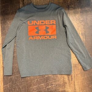 Under Armour Gray Long Sleeve Tee with Bright Orange Logo